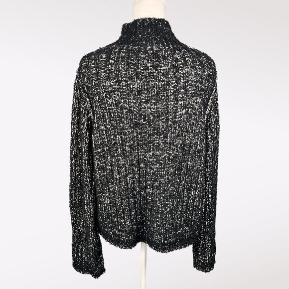 Steve Madden Black White Marled Knit Mock Neck Sweater Size Large - Picture 6 of 10
